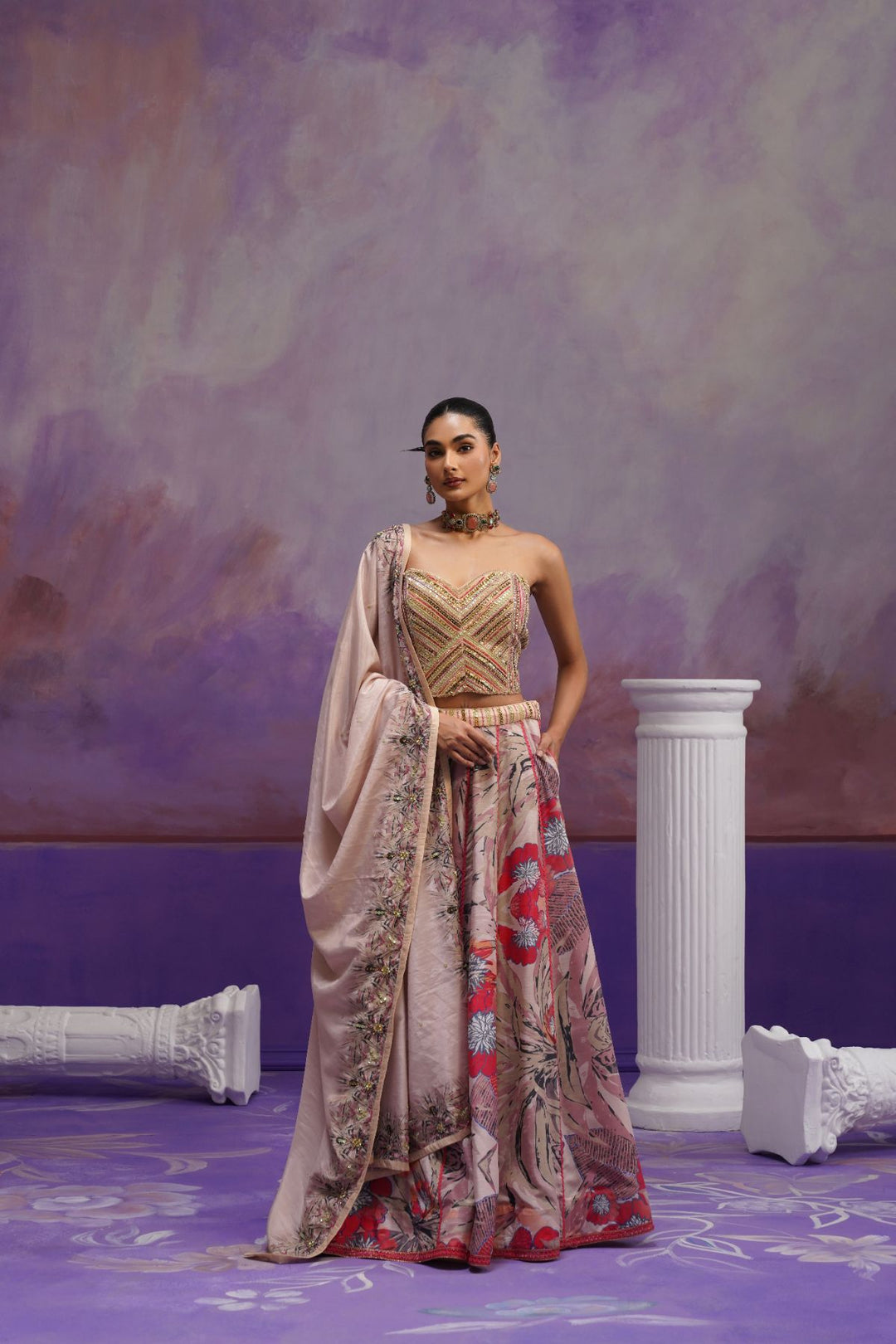 Peony Lehenga Set- Onion Pink