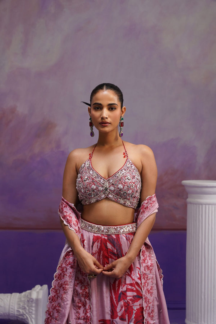 Scarlet Lehenga Set-Red