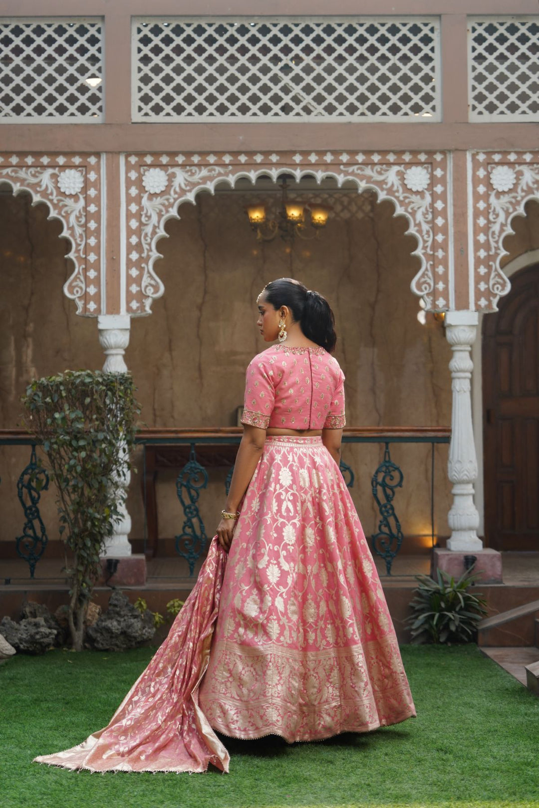 Aya Silk Lehenga Set - Blush