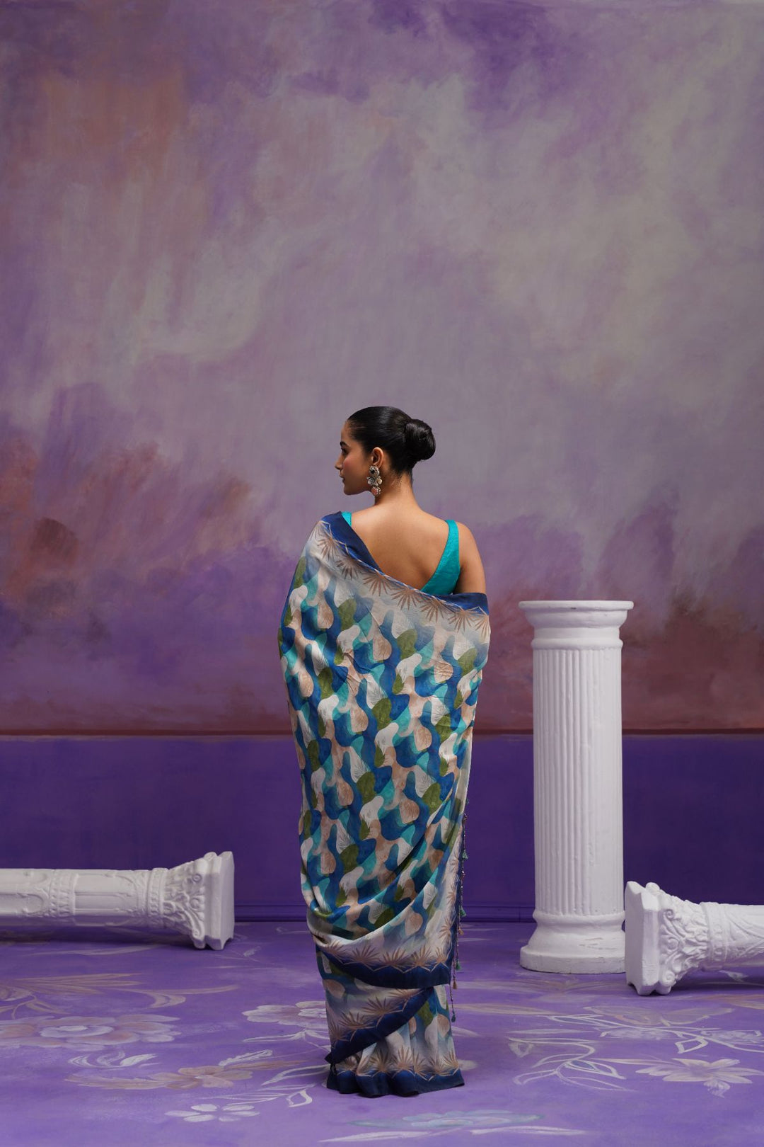 Alba Printed Saree- Blue