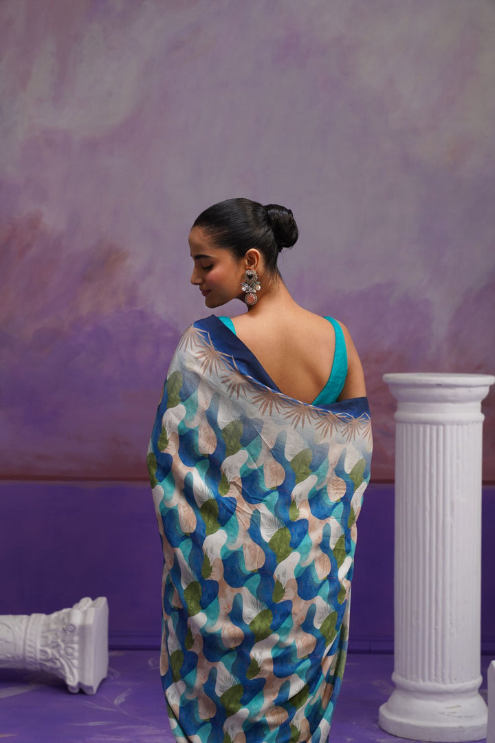 Alba Printed Saree- Blue