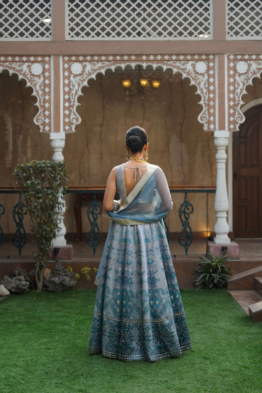 Vera Printed Lehenga Set - Powder Blue