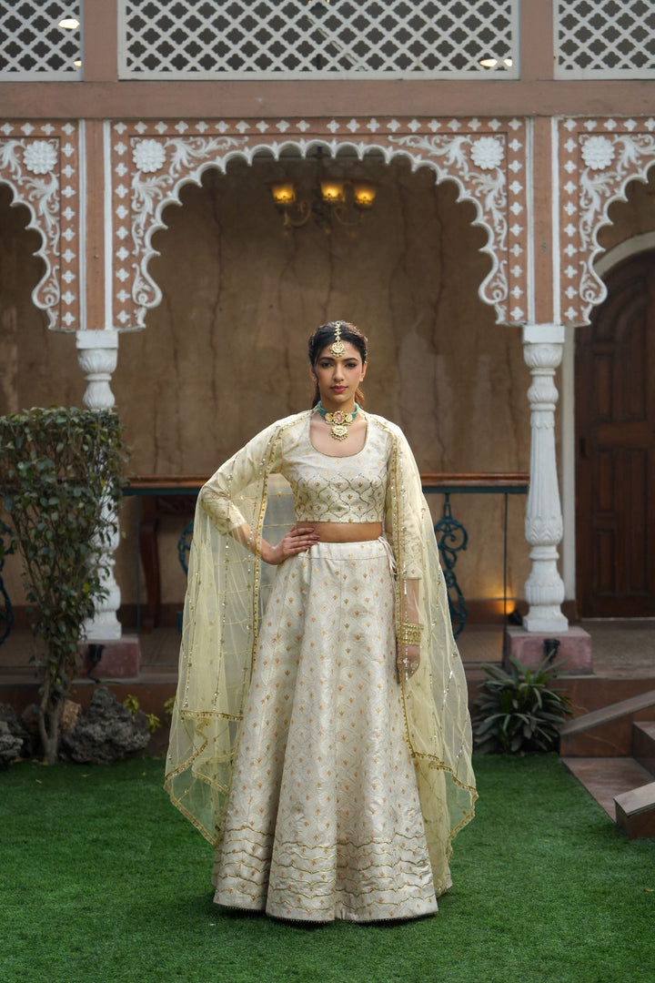 Amani Silk Lehenga Set-Ivory