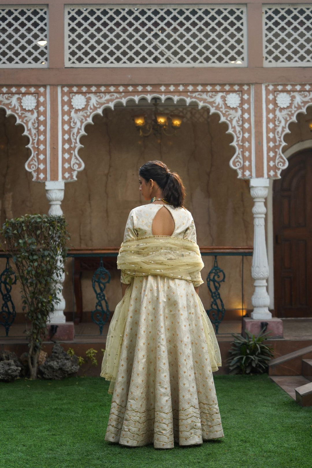 Amani Silk Lehenga Set-Ivory