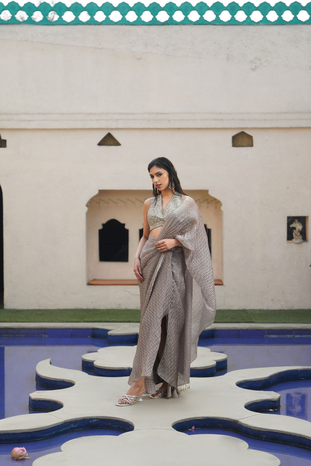 Aurore  Drape Saree - Grey