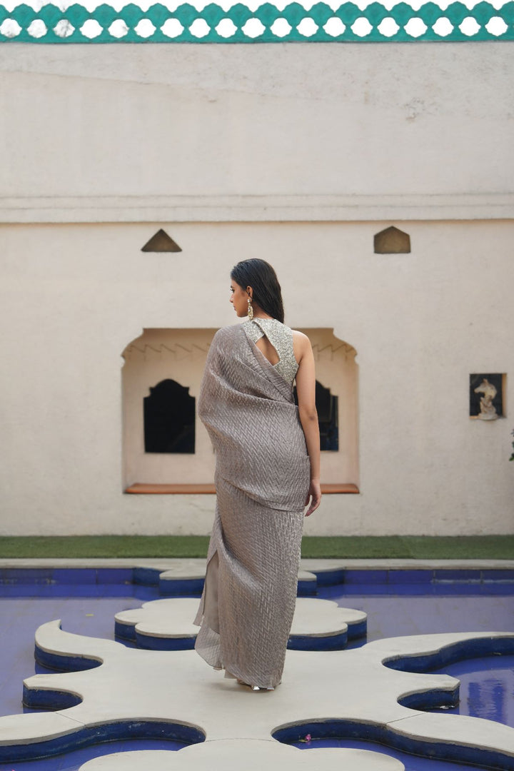 Aurore  Drape Saree - Grey