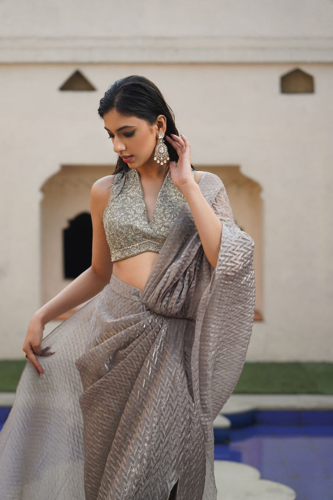 Aurore  Drape Saree - Grey