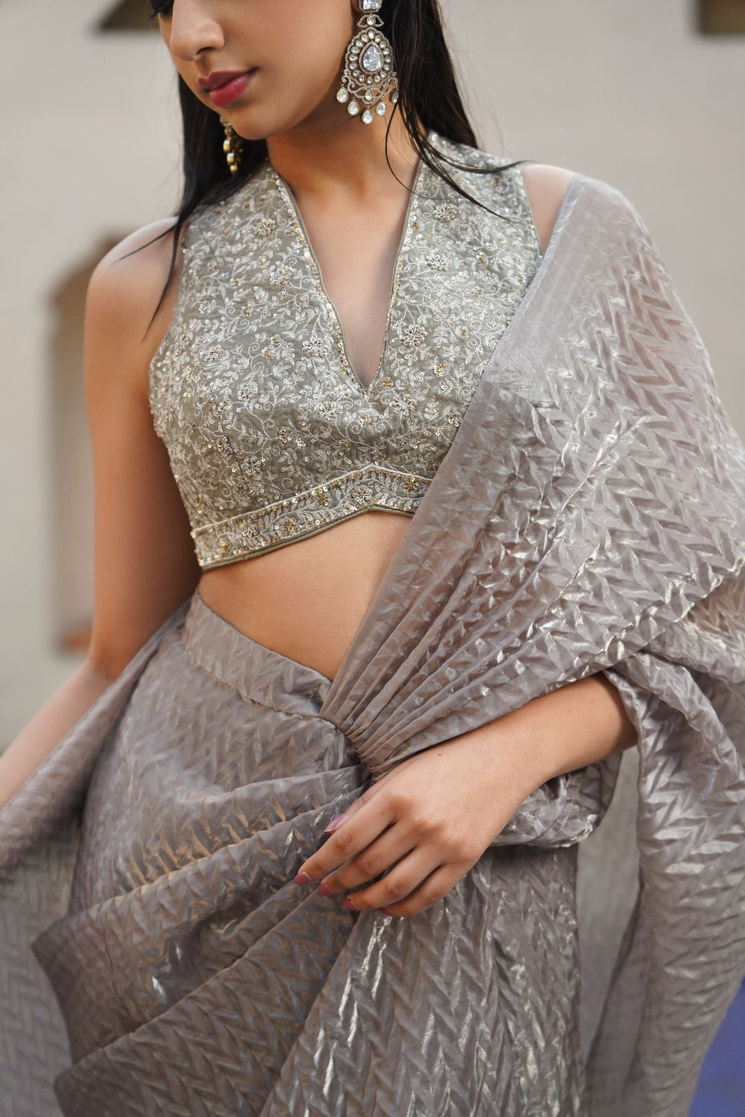 Aurore  Drape Saree - Grey