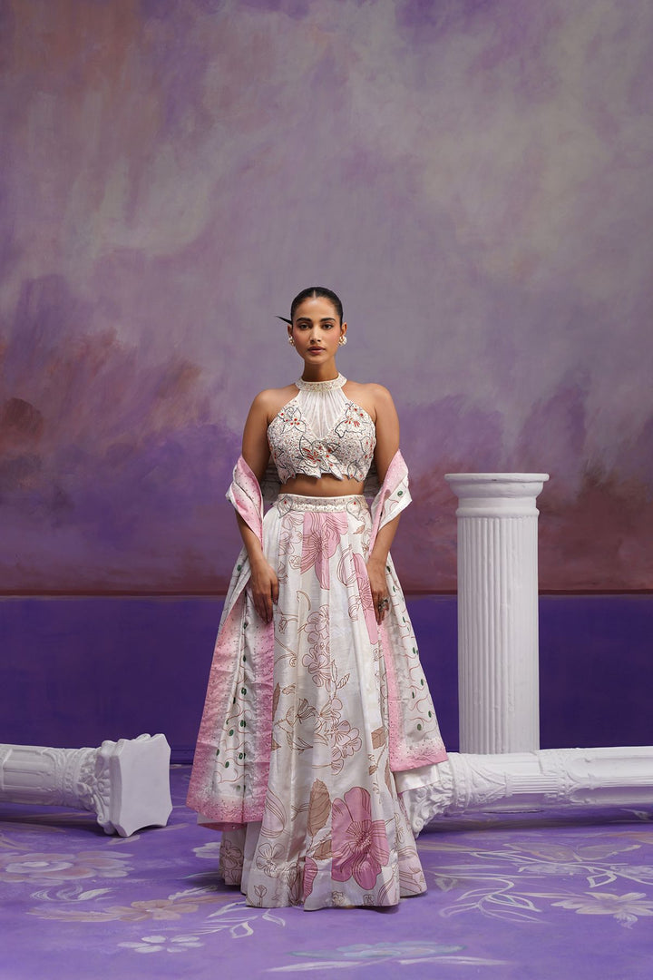 Snowdrop Lehenga Set- White