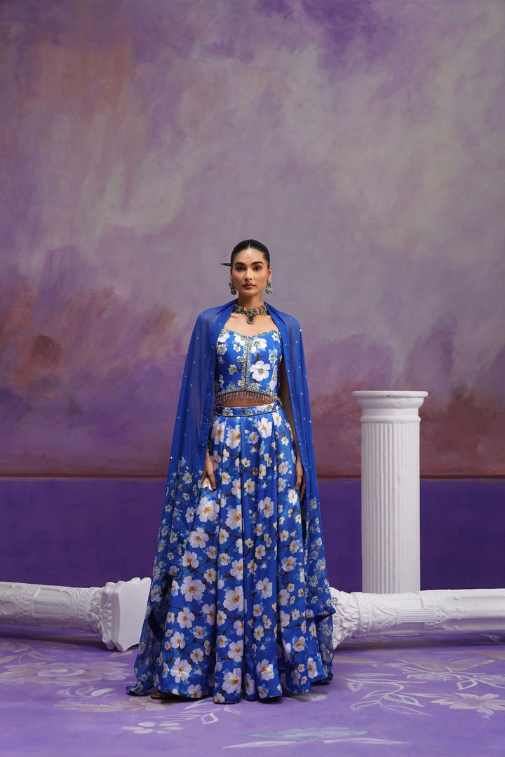 Nigella Lehenga Set-Blue