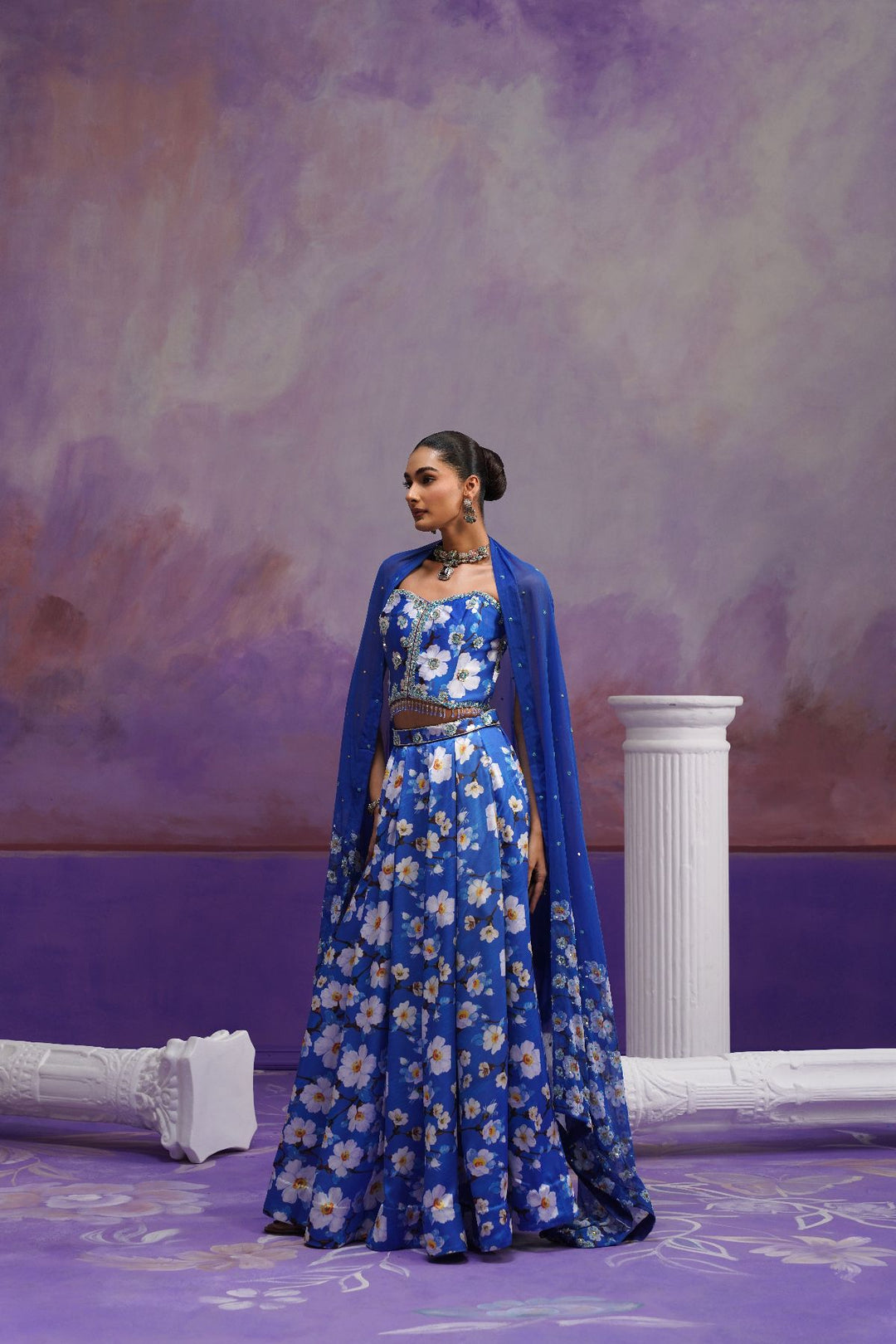 Nigella Lehenga Set-Blue
