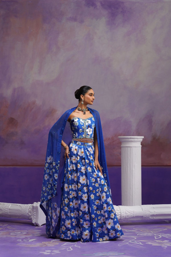 Nigella Lehenga Set-Blue