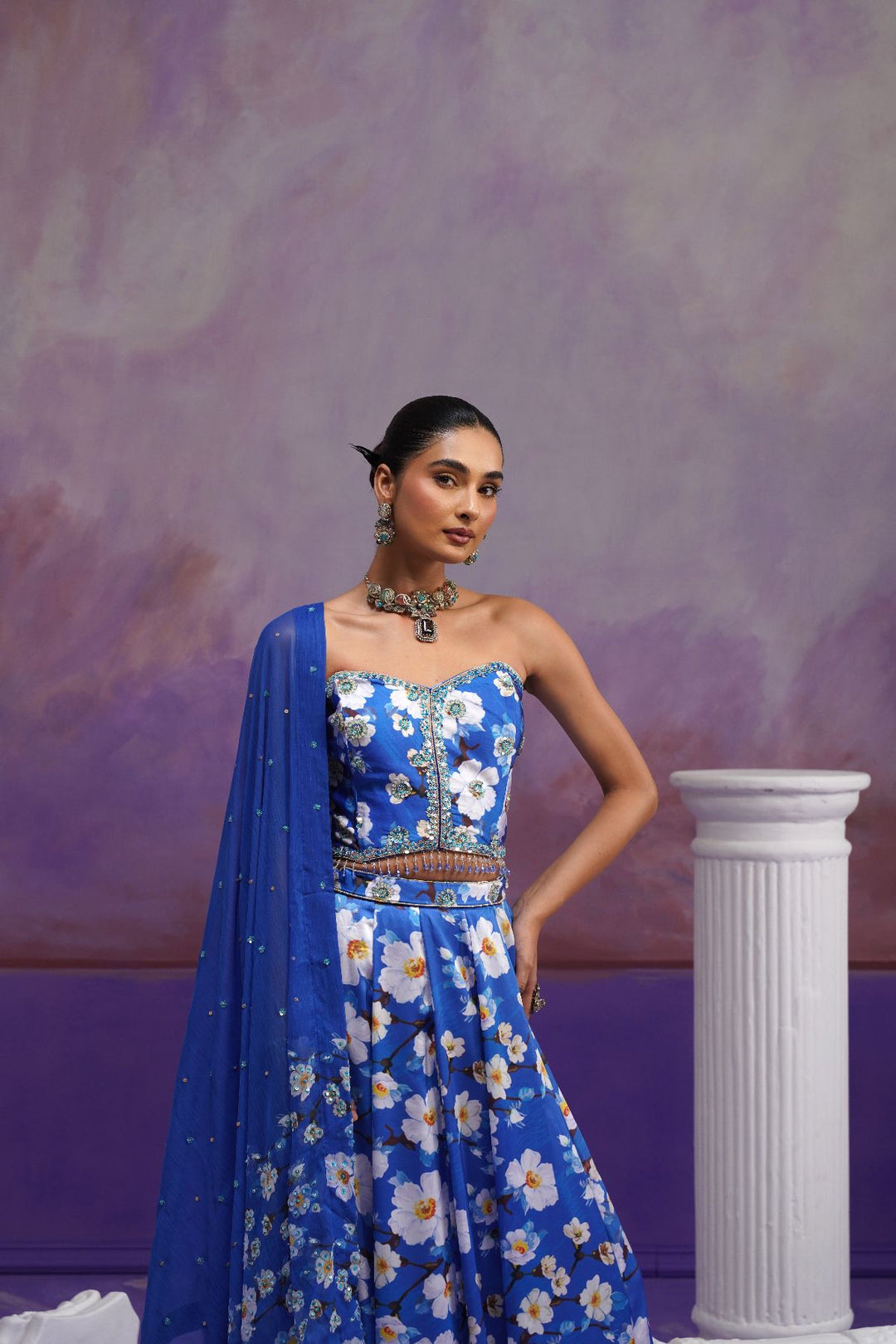 Nigella Lehenga Set-Blue