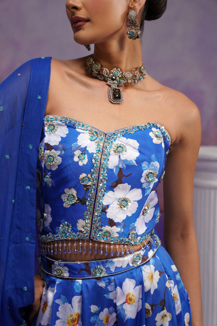 Nigella Lehenga Set-Blue
