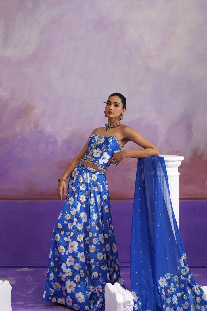 Nigella Lehenga Set-Blue