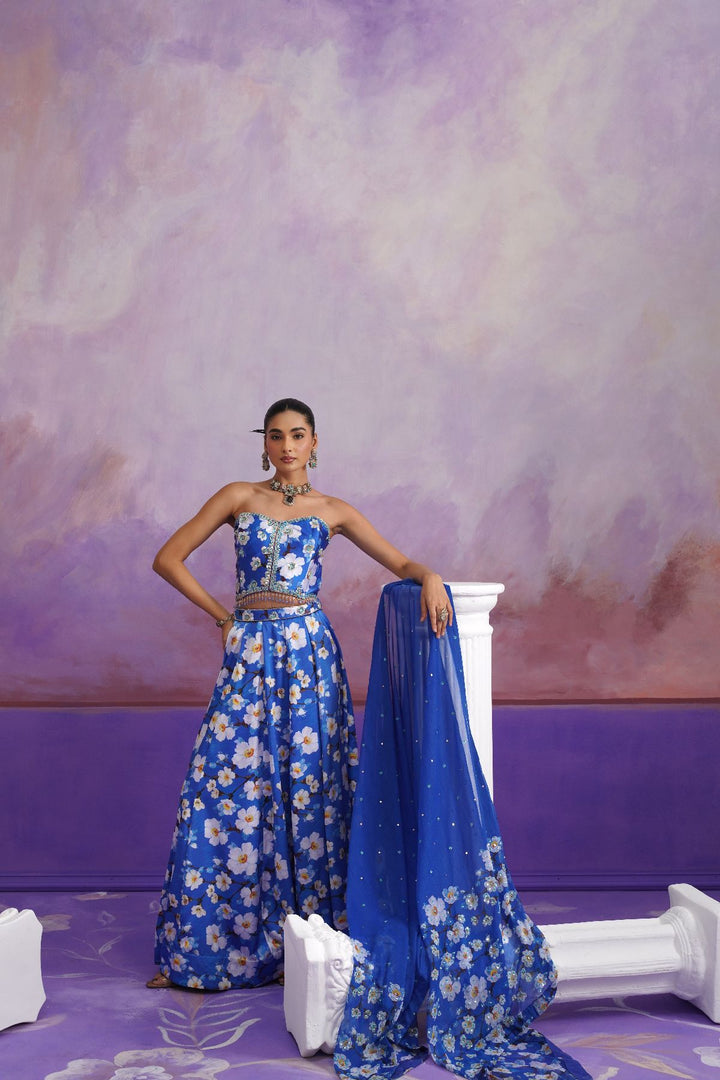 Nigella Lehenga Set-Blue