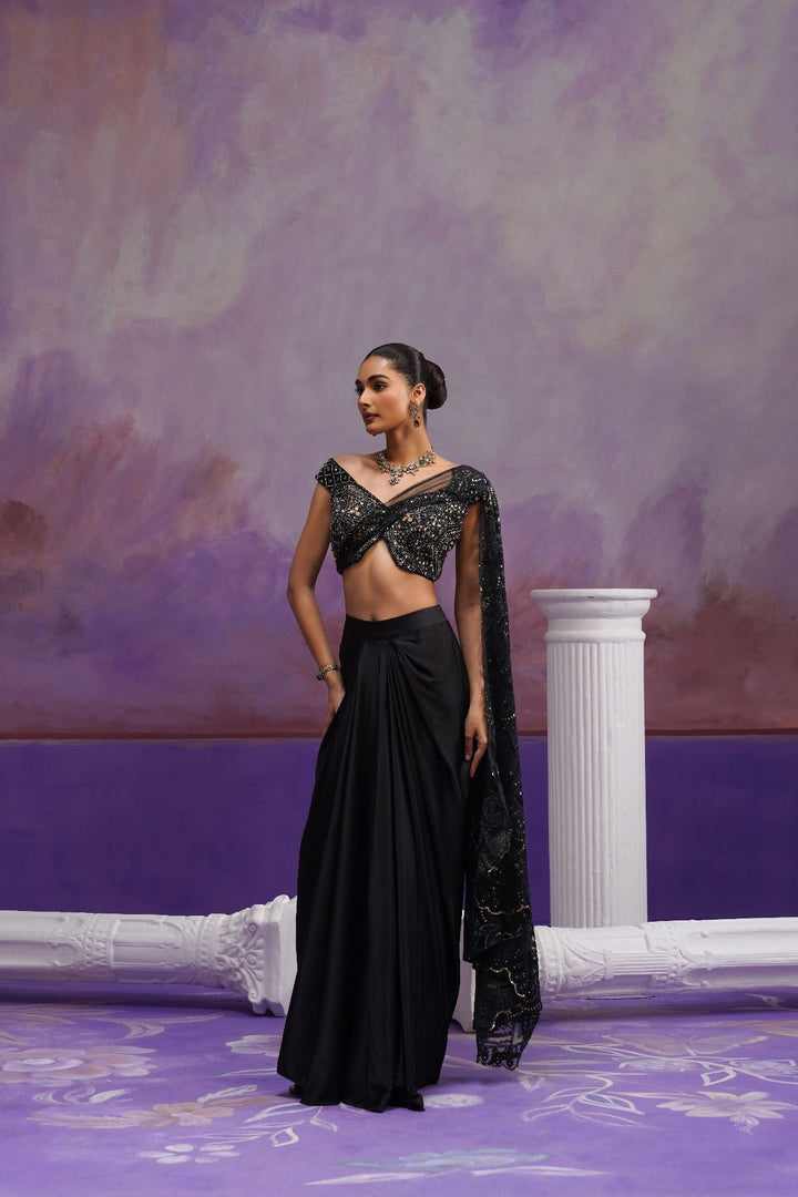 Noir Drape Saree-Black