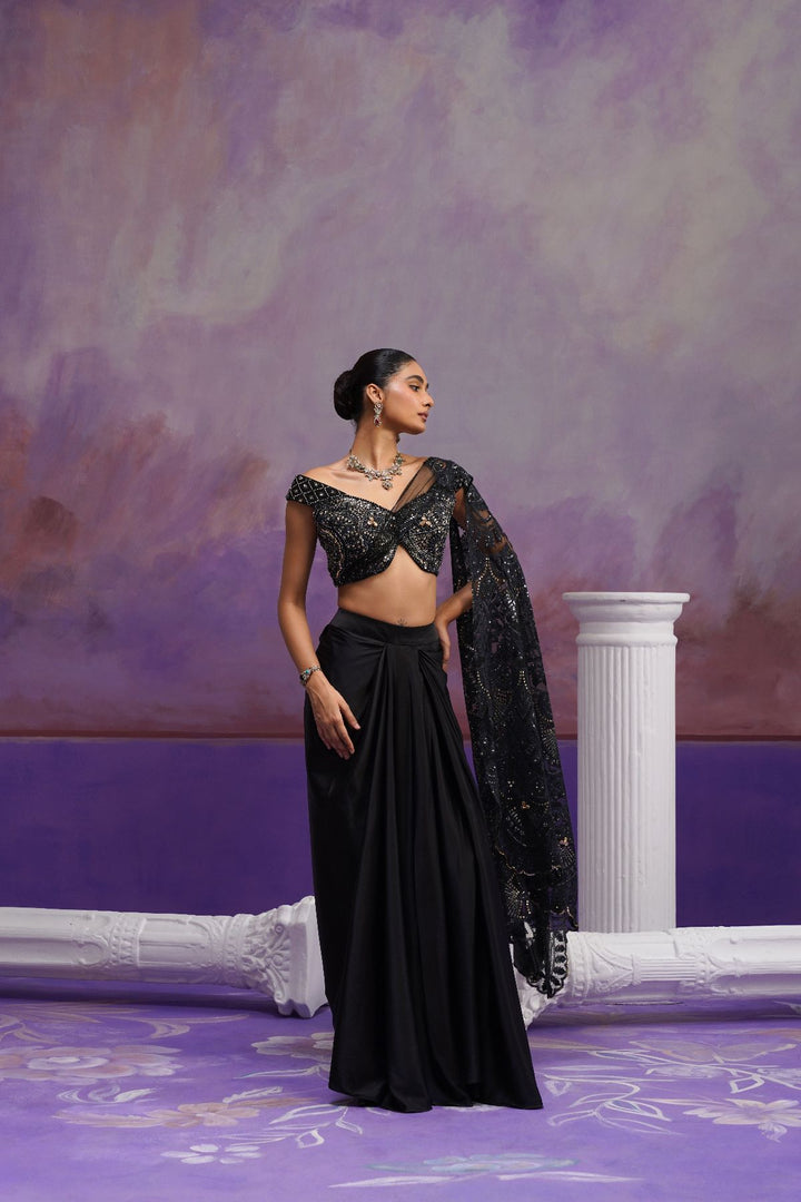 Noir Drape Saree-Black