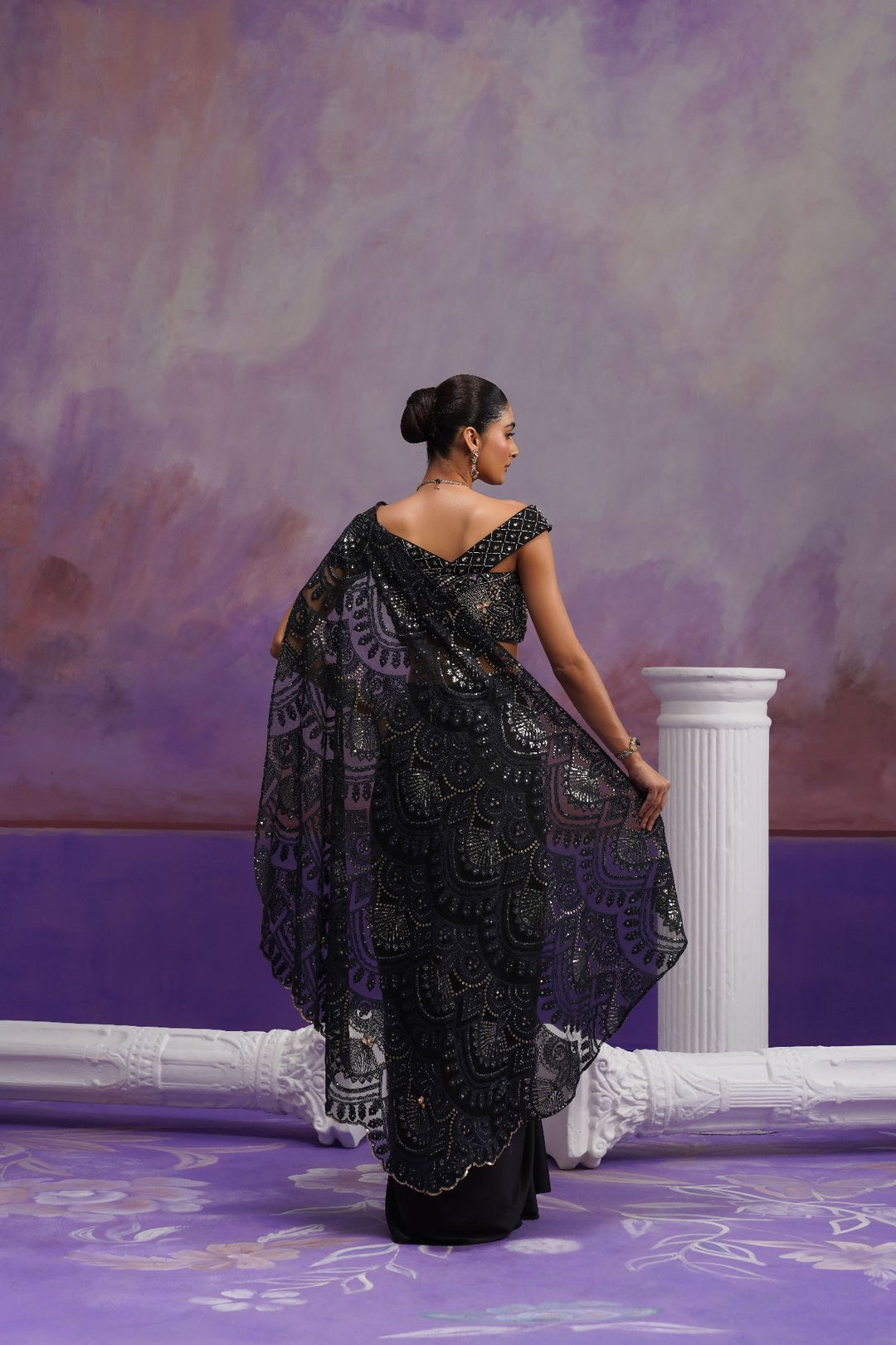 Noir Drape Saree-Black