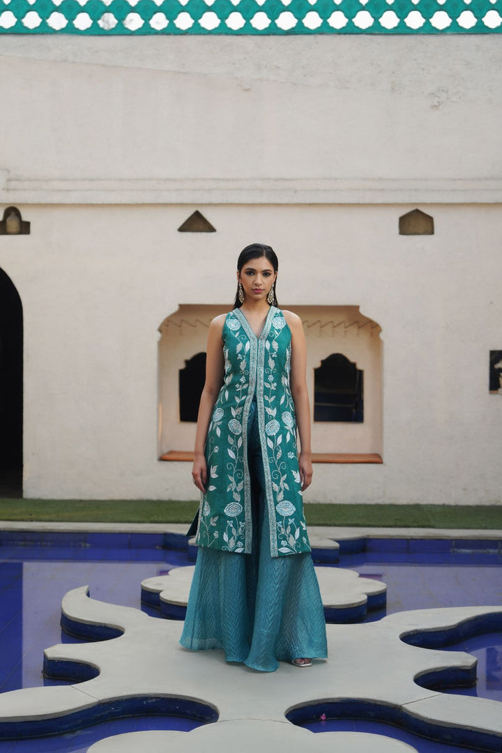 Ruche Jacket Set - Teal