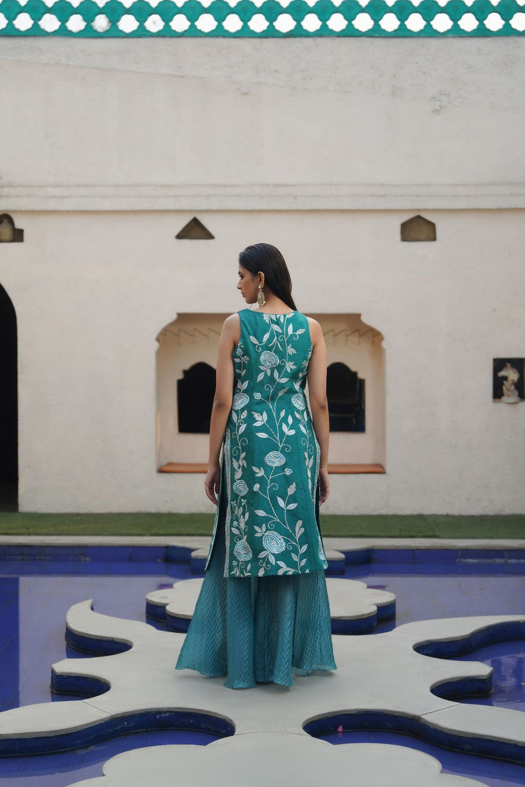 Ruche Jacket Set - Teal