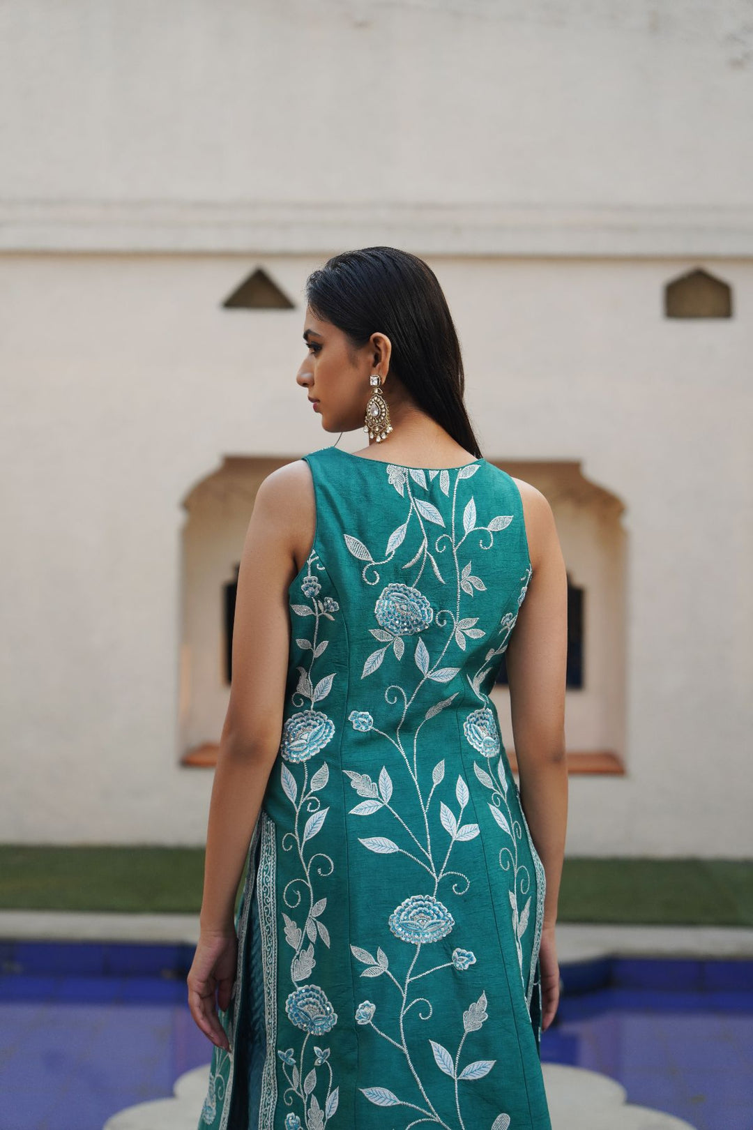 Ruche Jacket Set - Teal