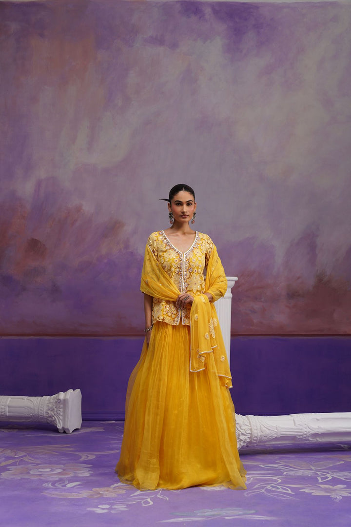 Pihu Floral Lehenga Set -Yellow