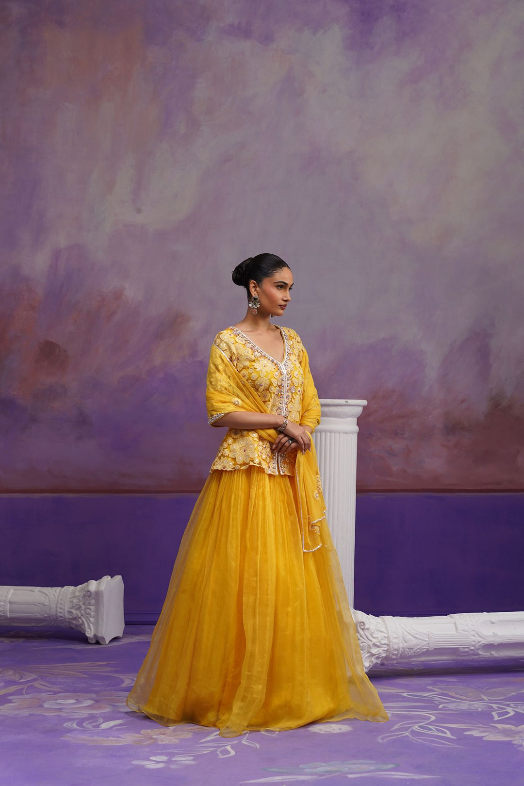 Pihu Floral Lehenga Set -Yellow