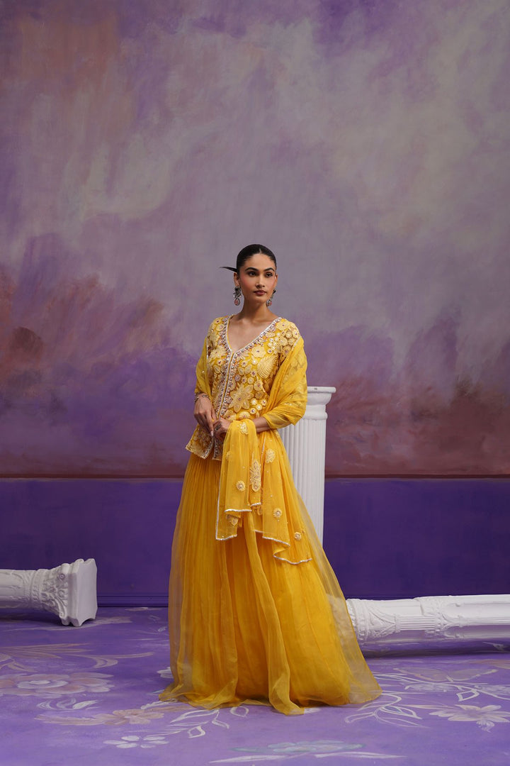 Pihu Floral Lehenga Set -Yellow