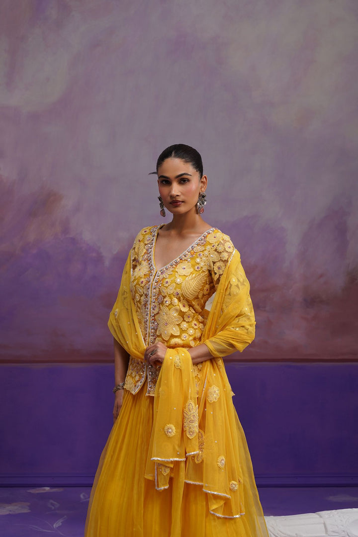 Pihu Floral Lehenga Set -Yellow