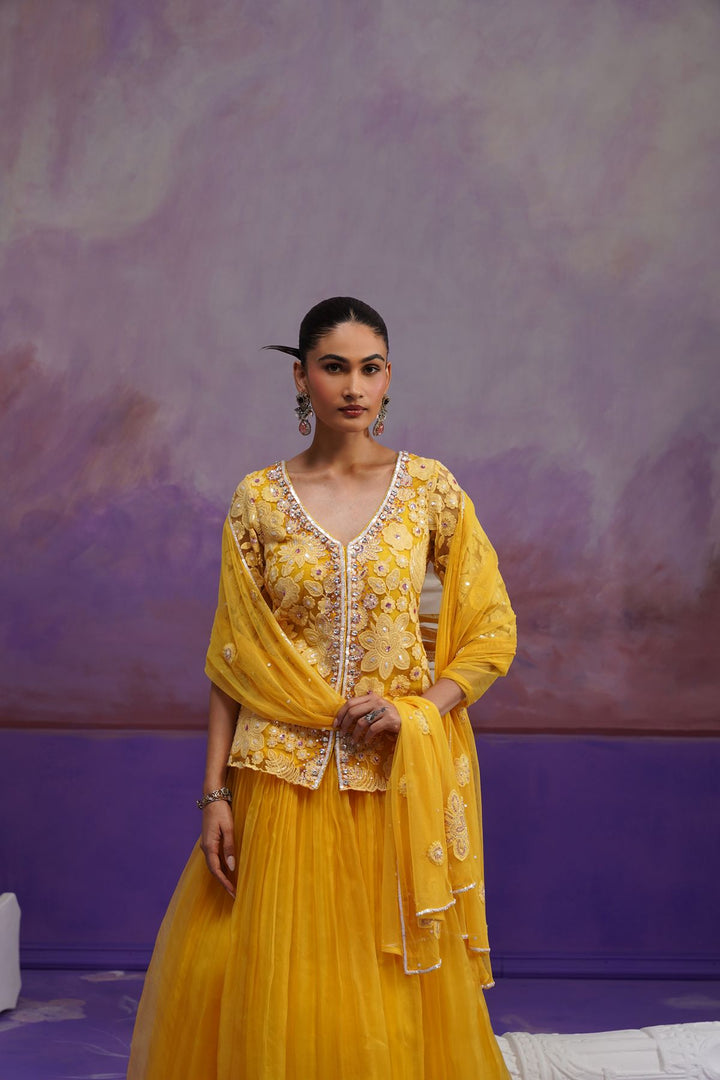 Pihu Floral Lehenga Set -Yellow