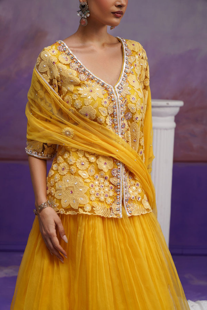 Pihu Floral Lehenga Set -Yellow