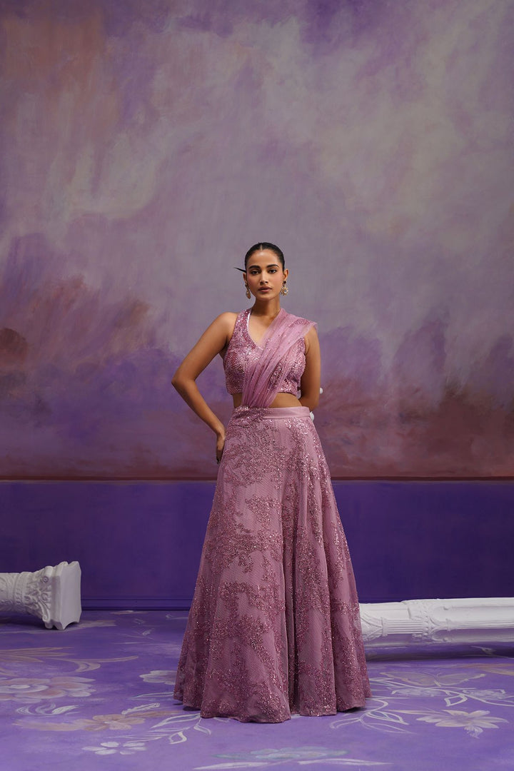 Veya Lehenga Saree- Lilac