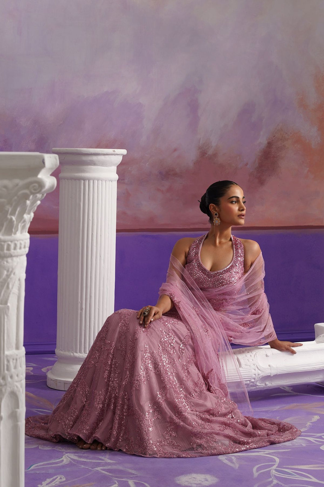 Veya Lehenga Saree- Lilac