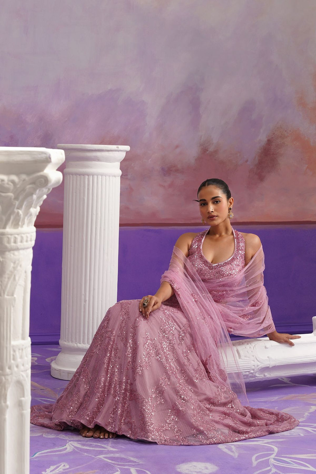 Veya Lehenga Saree- Lilac