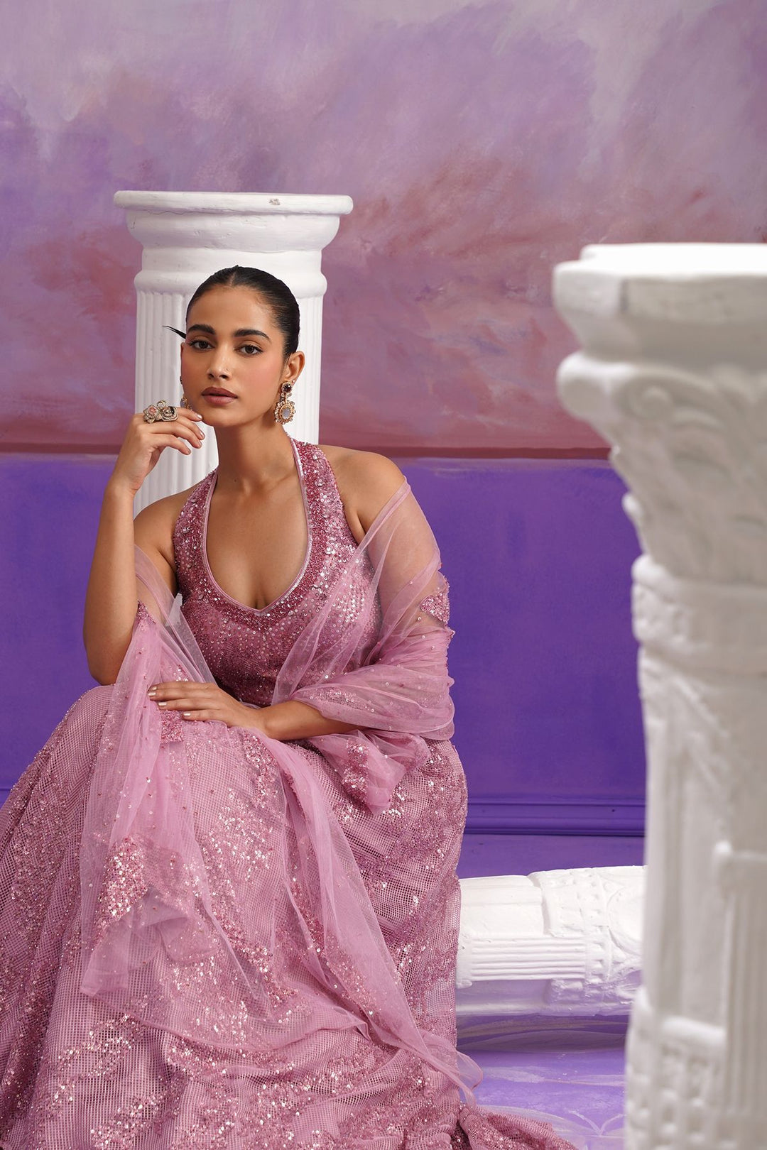 Veya Lehenga Saree- Lilac