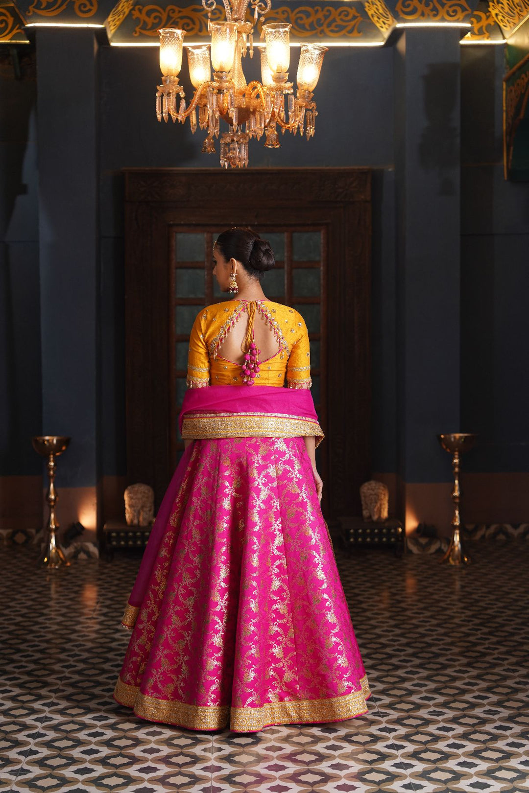 Aaliyah  Silk Lehenga Set- Pink