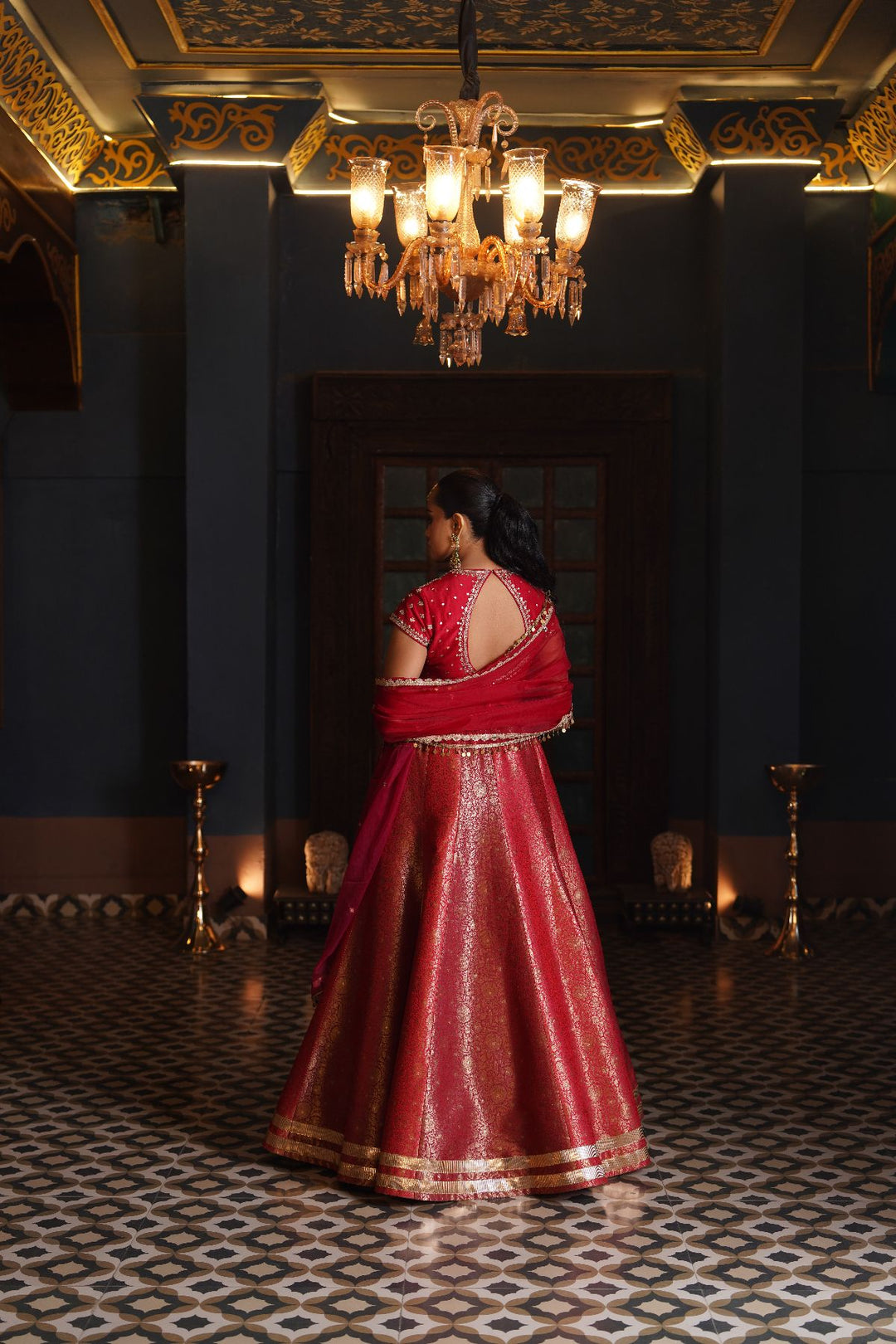 Aisha  Silk Lehenga Set - Red