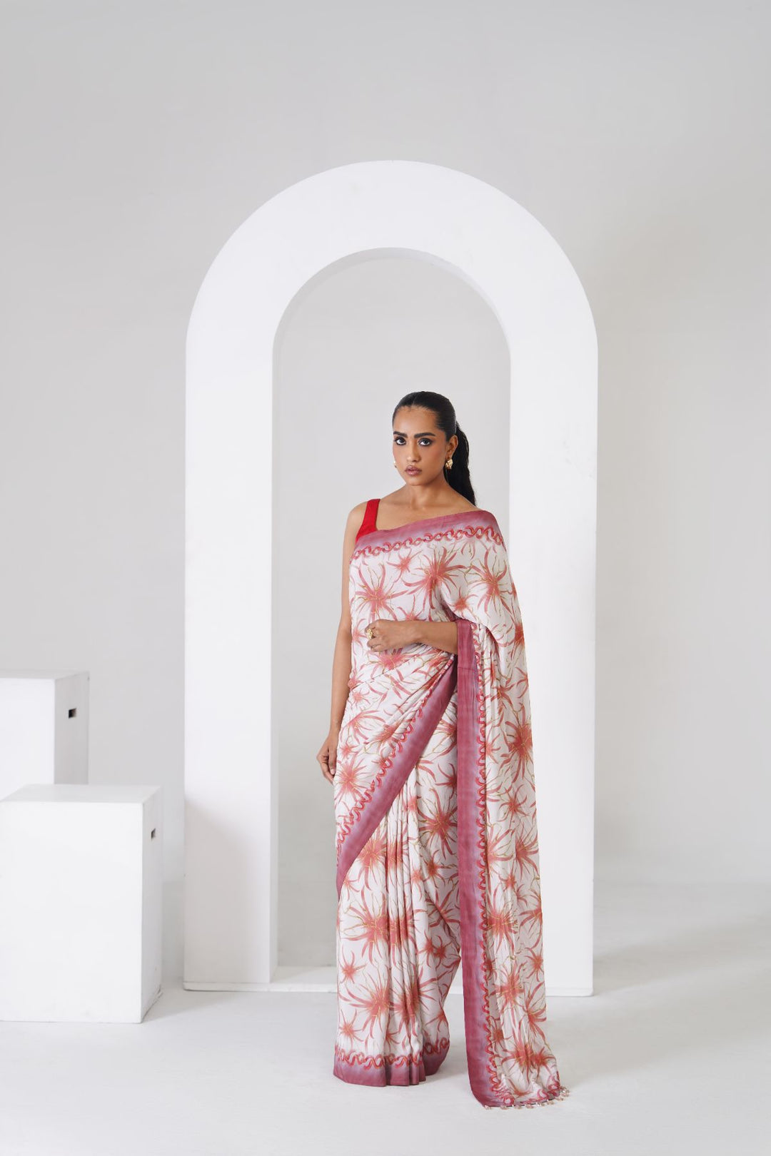 Lorelei Printed Saree - Majenta