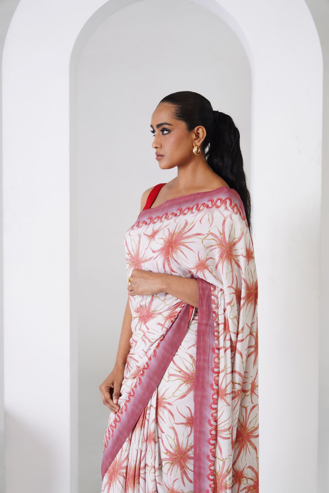 Lorelei Printed Saree - Majenta