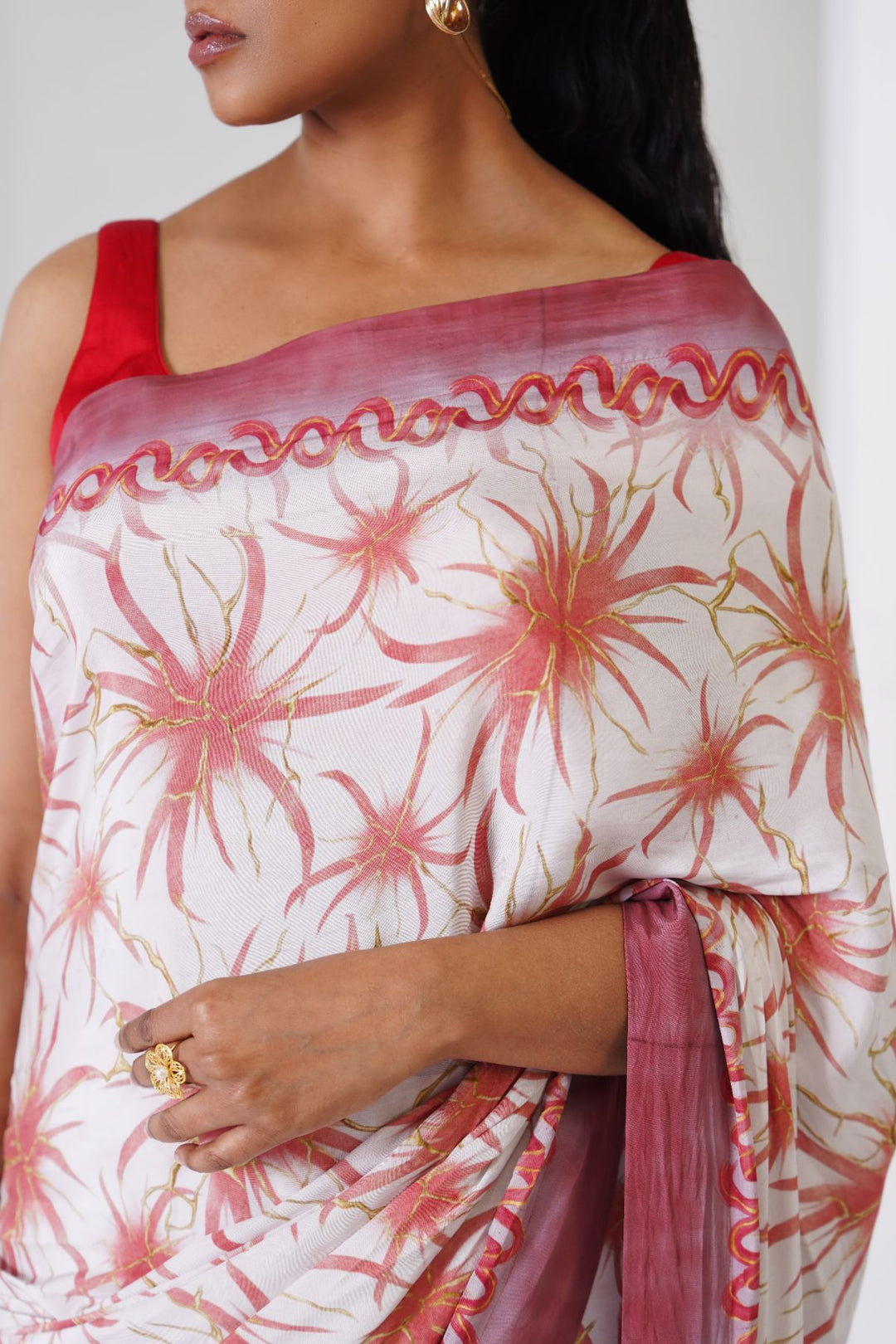 Lorelei Printed Saree - Majenta