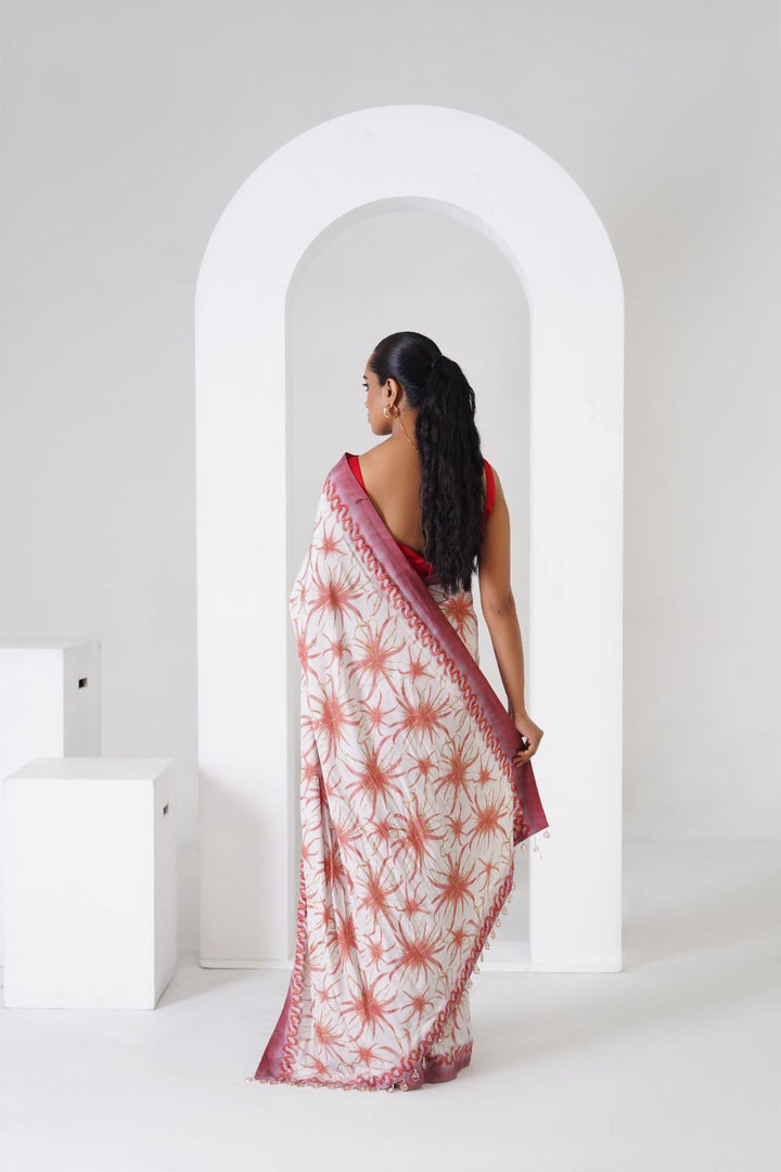Lorelei Printed Saree - Majenta