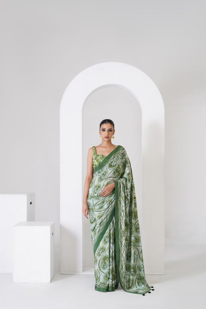 Aurelia Printed Saree - Green