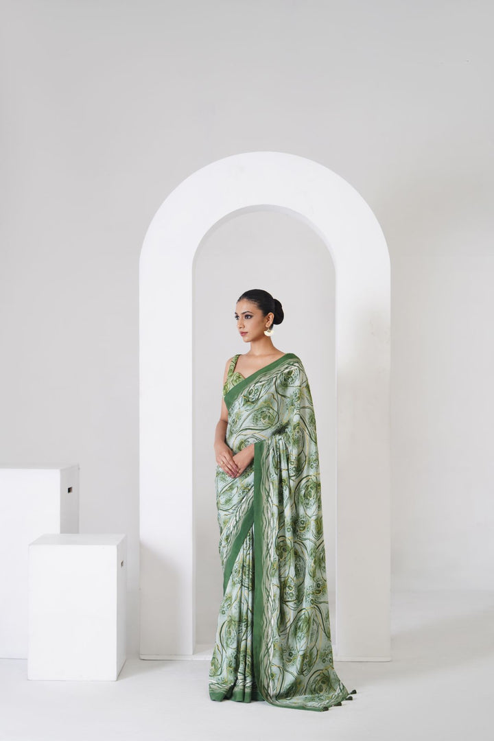 Aurelia Printed Saree - Green