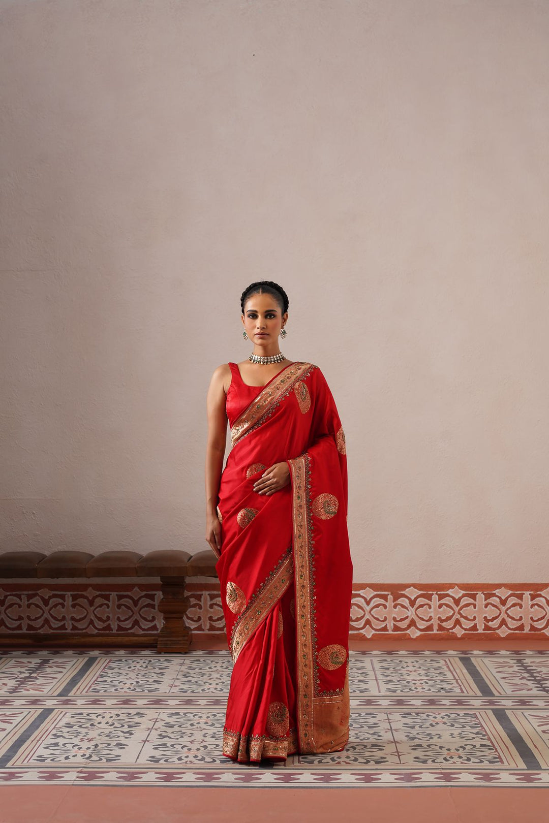 Red Peacock Saree