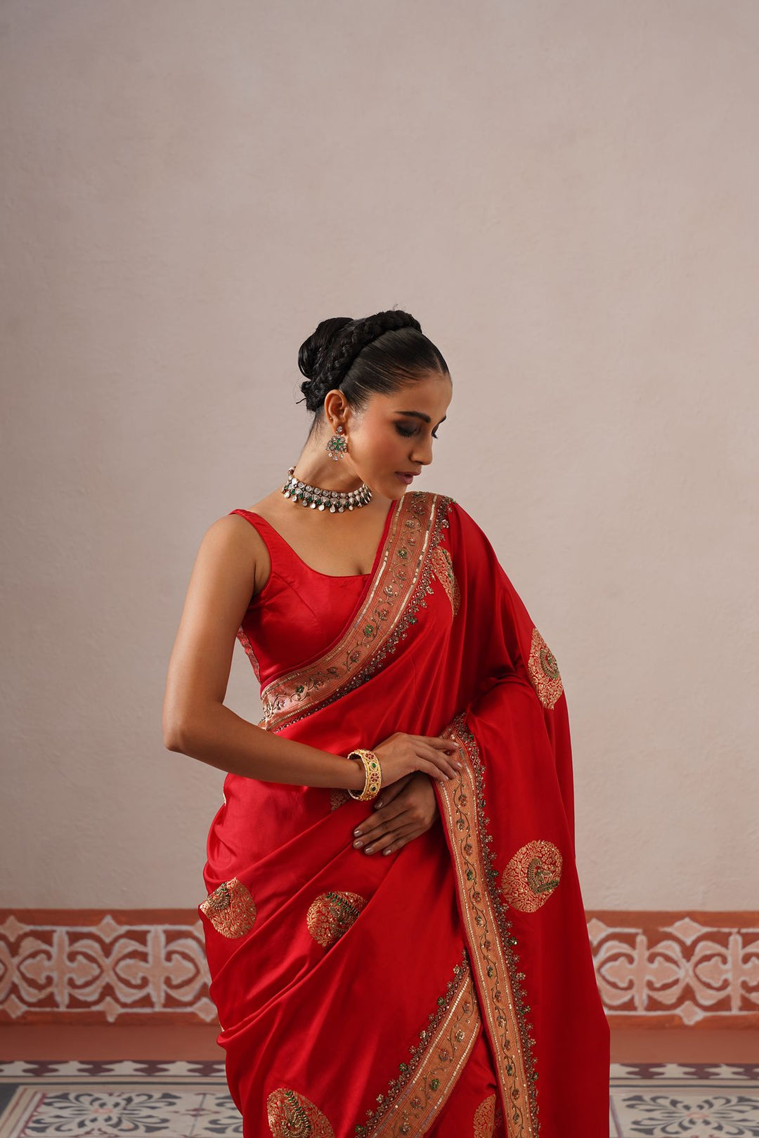 Red Peacock Saree