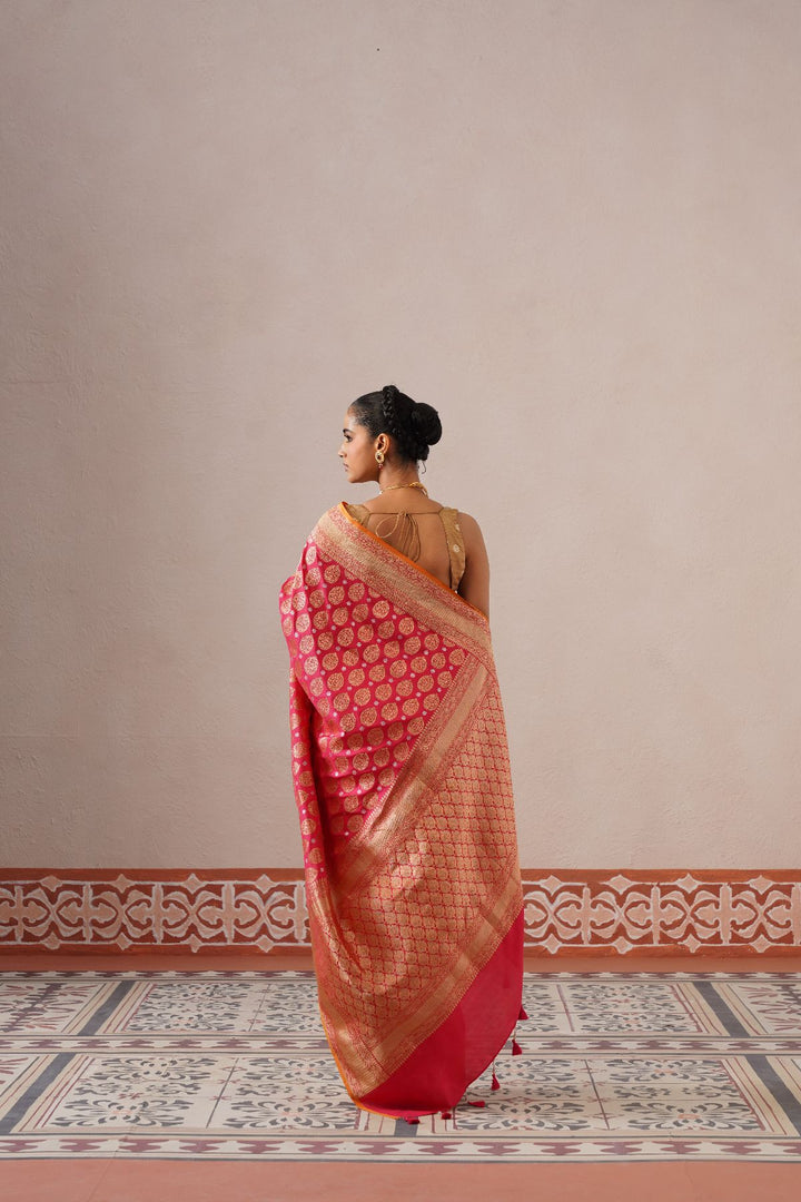 Red Big Buta Saree