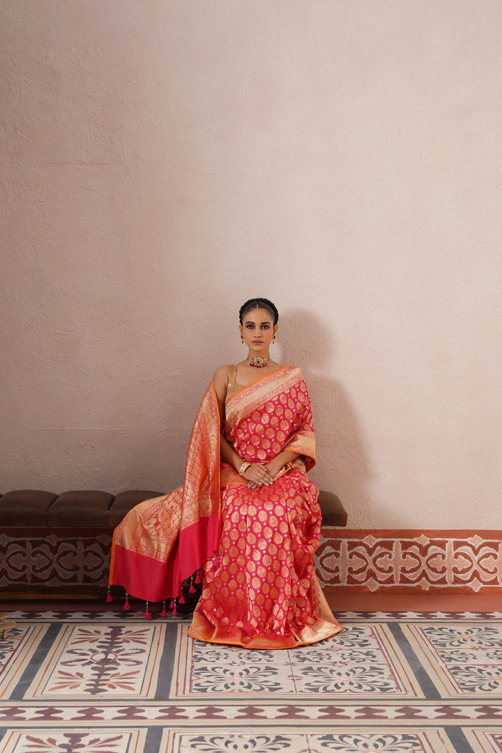 Red Big Buta Saree