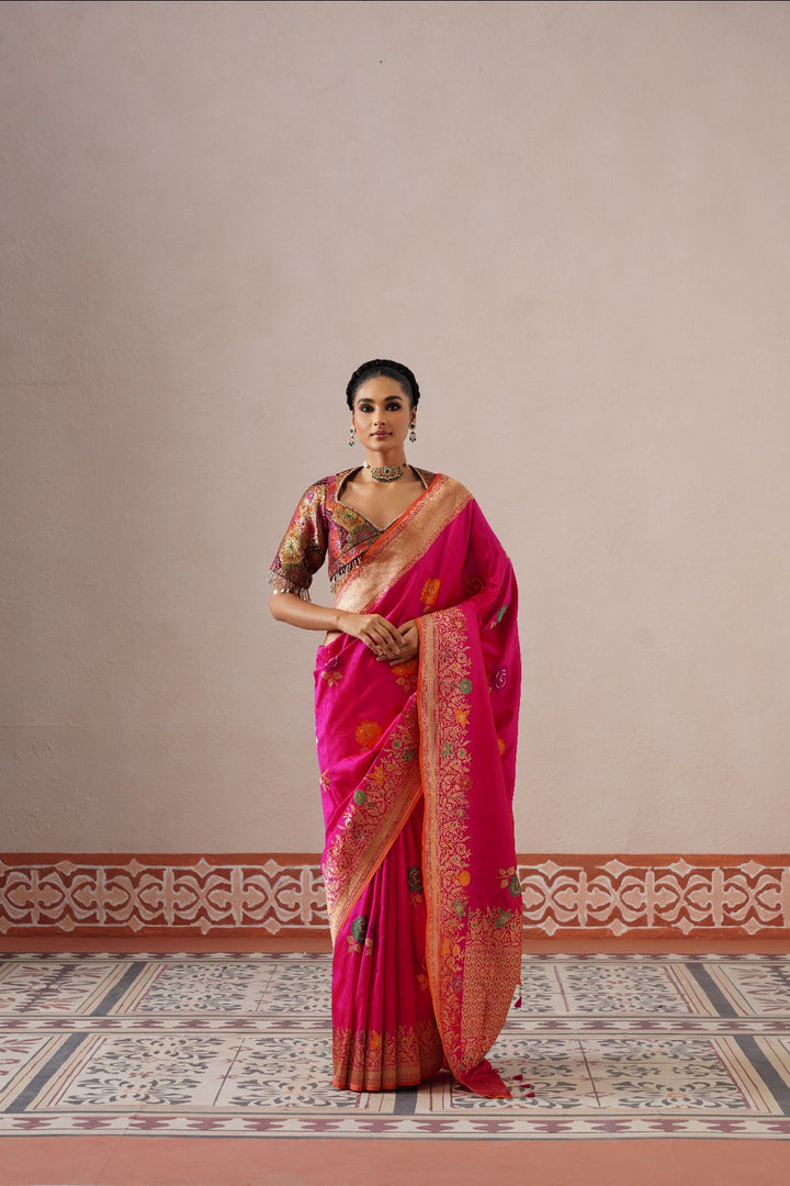 Pink Floral Saree