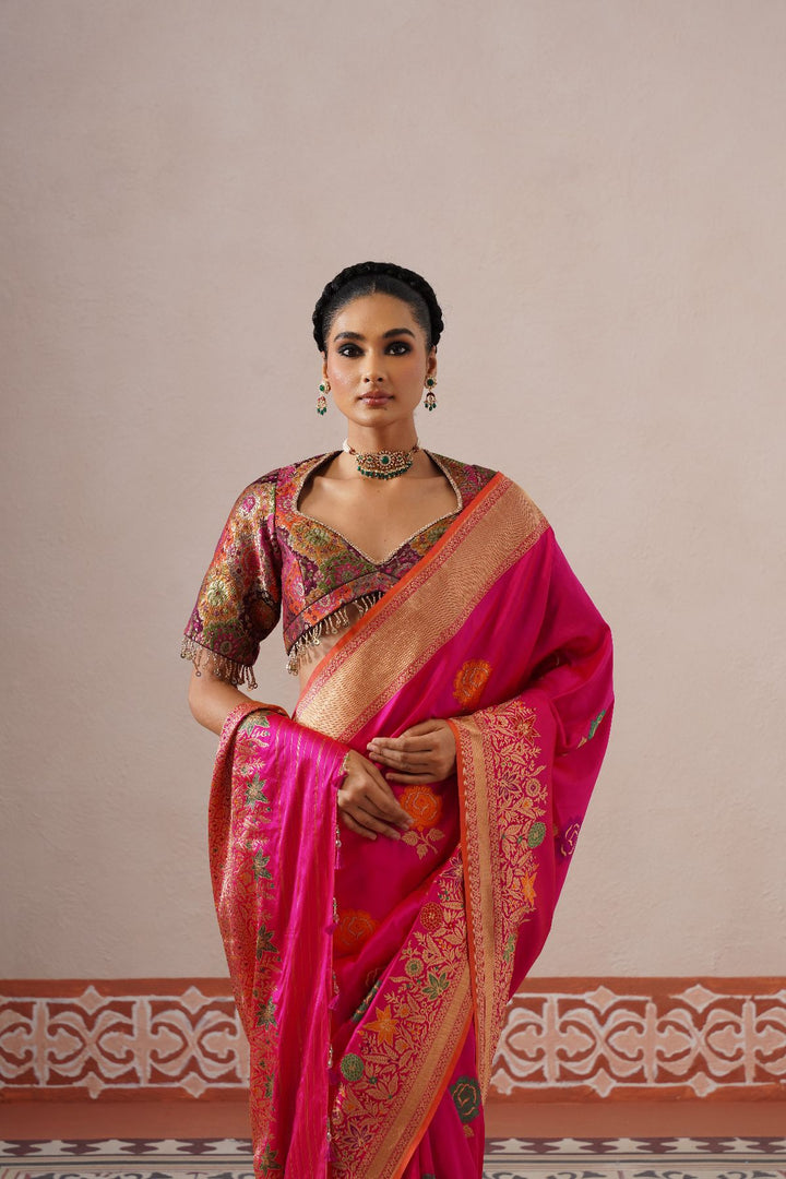 Pink Floral Saree
